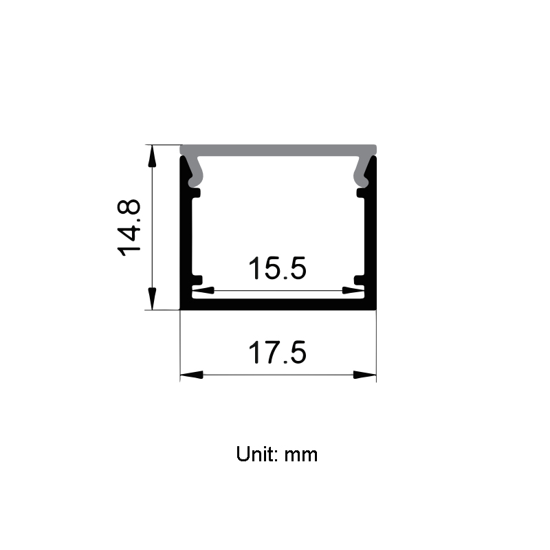 LED Strip Aluminum Profile For 15mm 5050 Double Row LED Strip